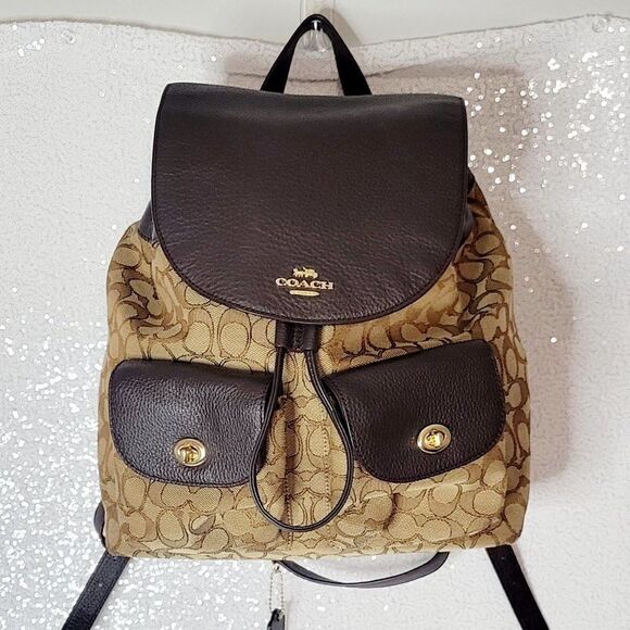 COACH F30275 Billie Signature Jacquard Backpack Exc Cond - Picture 3 of 11